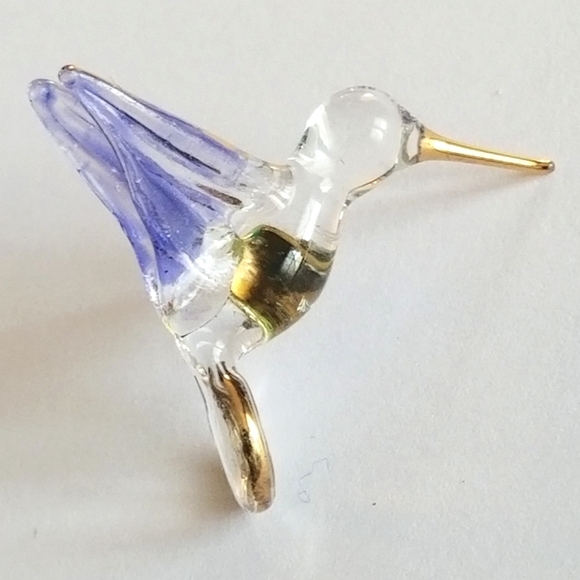 Vintage Jewelry Vintage Hummingbird Brooch Pin Blown Glass Bird
